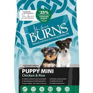 bag of Burns puppy food - mini