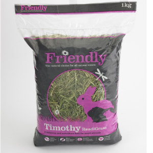 a bag of Timothy ReadiGrass for rabbits
